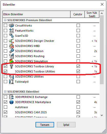 SOLIDWORKS Toolbox Yapısal Çelikler ve Kiriş Hesaplayıcı