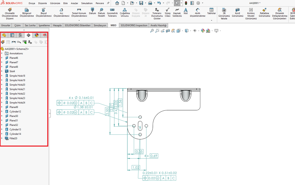 MBD, DimXpert ve MBD Dimensions