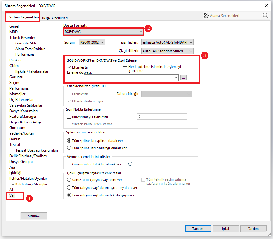 dxf renkli katmanlı çıktı