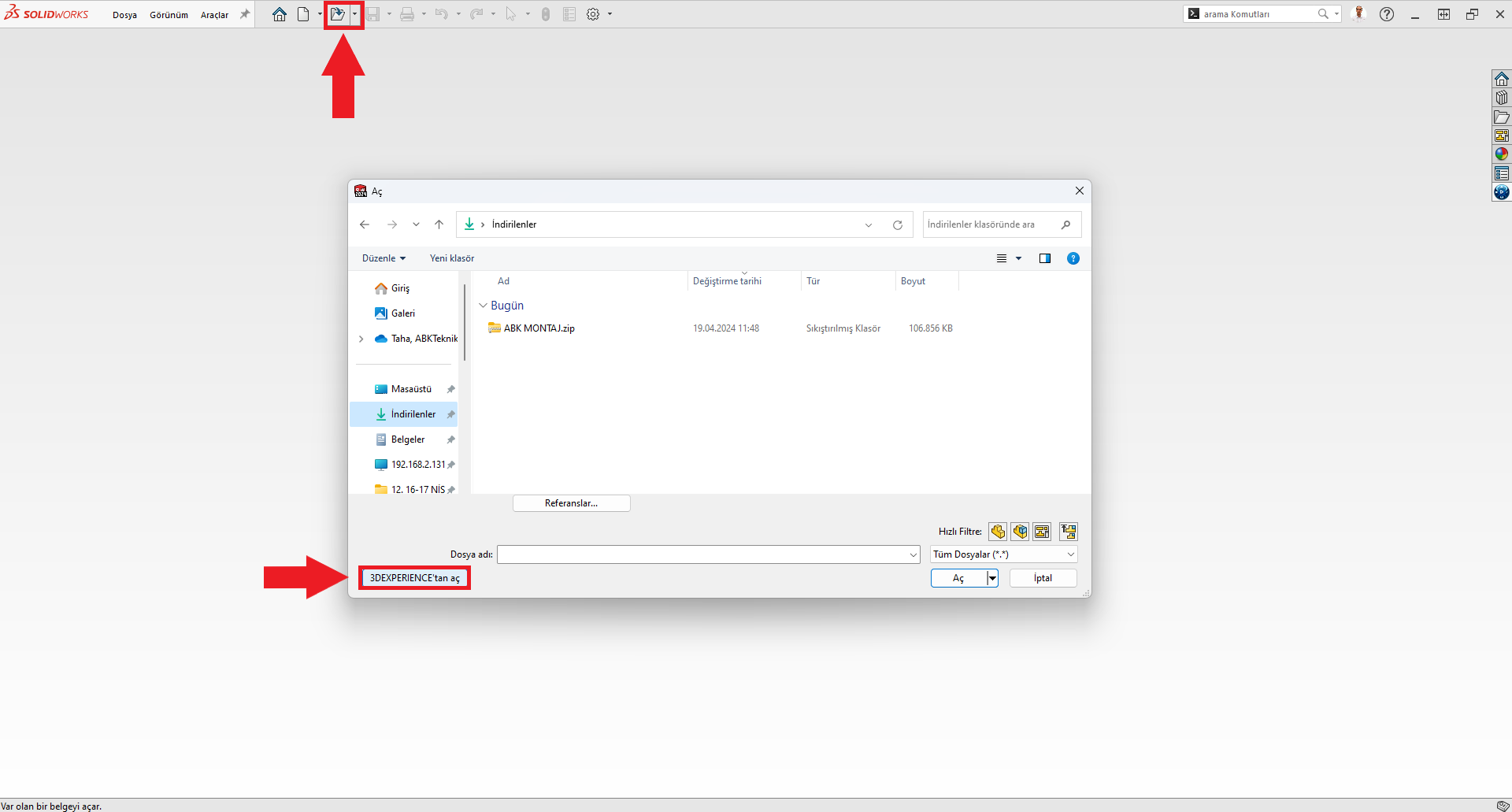 3DEXPERIENCE Platformundan SOLIDWORKS'te Model Açma ve Ekleme Yöntemleri